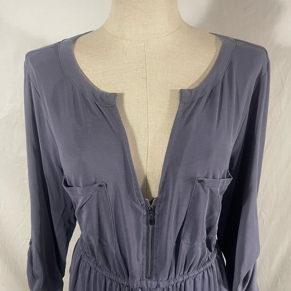 Torrid Dark Slate Grey Cupro Zip Front Drawstring Shirt Dress Size 1 - Picture 5 of 11